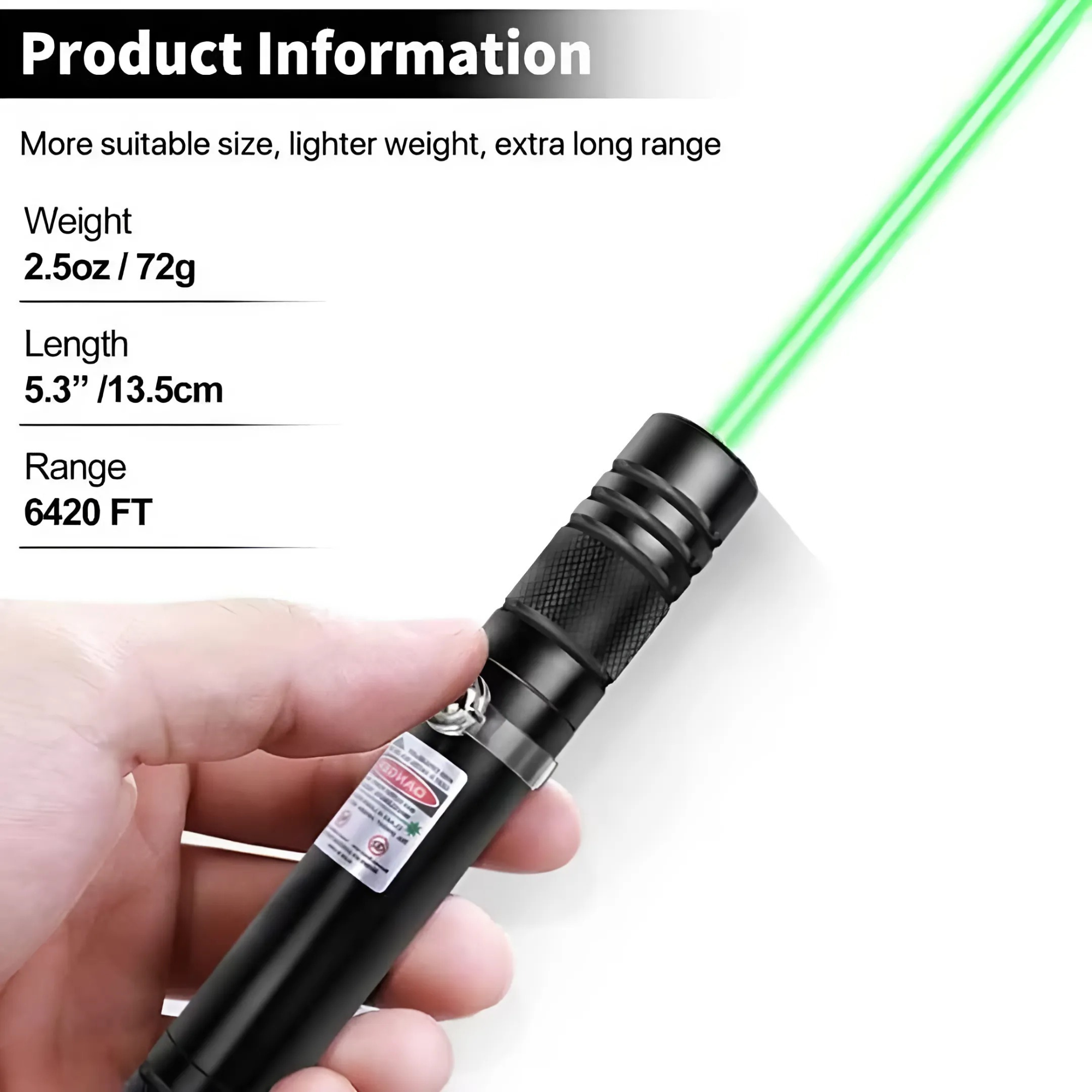 High Power Green Laser Pointer, 2000M Long-Range USB Rechargeable Laser Pen with Durable Aluminum Alloy Shell for Outdoor Survival, Hiking, Astronomy, and Pet Play