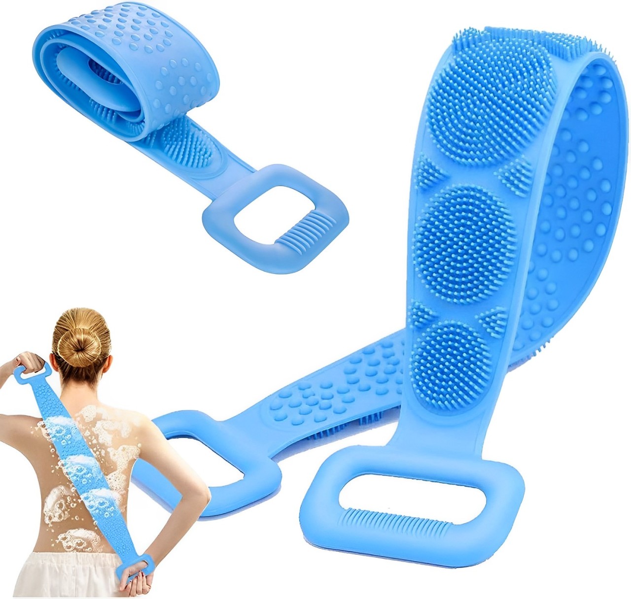 Silicone Body Back Scrubber Double Side Bathing Brush for Skin Deep Cleaning Massage